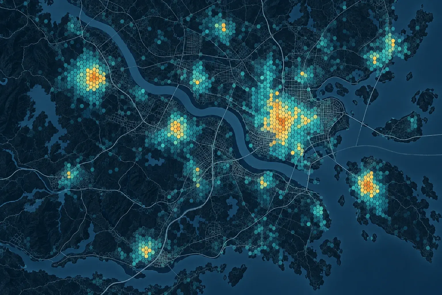 Hexagonal aggregation map